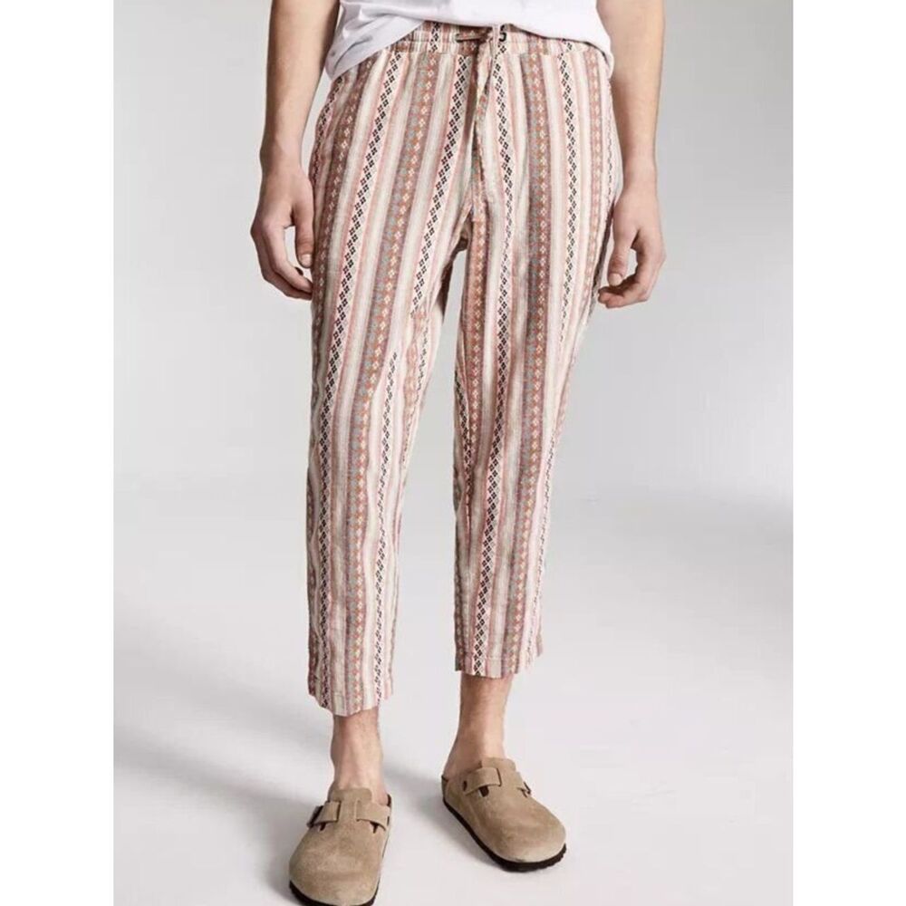 Sun + Stone Walworth Geo-Stripe Cropped Drawstring Pants Men’s XL